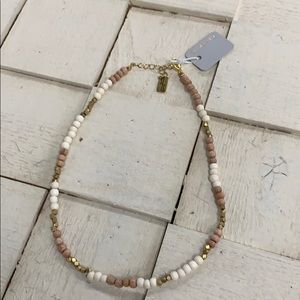Stone+stick boho choker adjustable length 14-15”